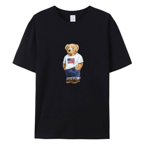 Mode-Denim Teddybär spielen Golfmenschen T-Shirts Sommer Baumwollschweiß T-Shirts atmungsaktive lose Kleidung Hip Hop Street Kurzarm
