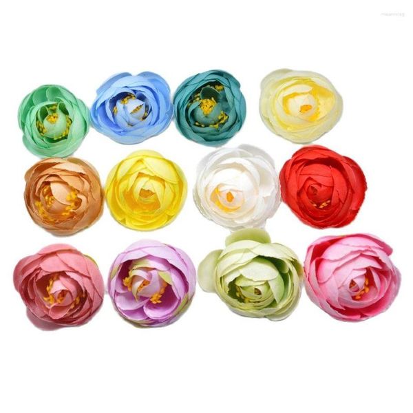Dekoratif Çiçekler 10 PCS 5cm Yapay El yapımı Camellia Çiçek Tomurcuk Kafaları Düğün Partisi Dekorasyonu DIY Meapear Giyim