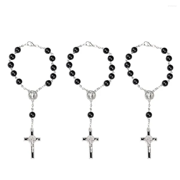 Charm Armbänder 3 Stcs Perlen Armband Kreuz Armreif Amulett Schmuckanschluss Glas Alle Matched Streetstyle -Kette