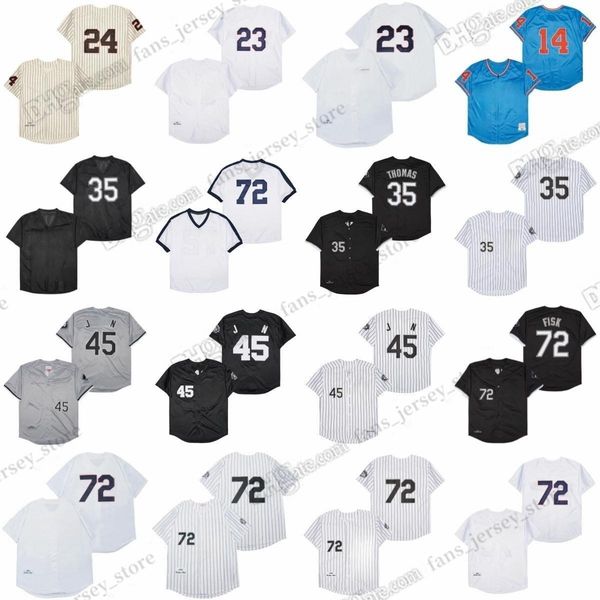 Camisa de beisebol vintage Carlton Fisk Bill Melton Robin Ventura Wayy Frank Thomas camisa costurada