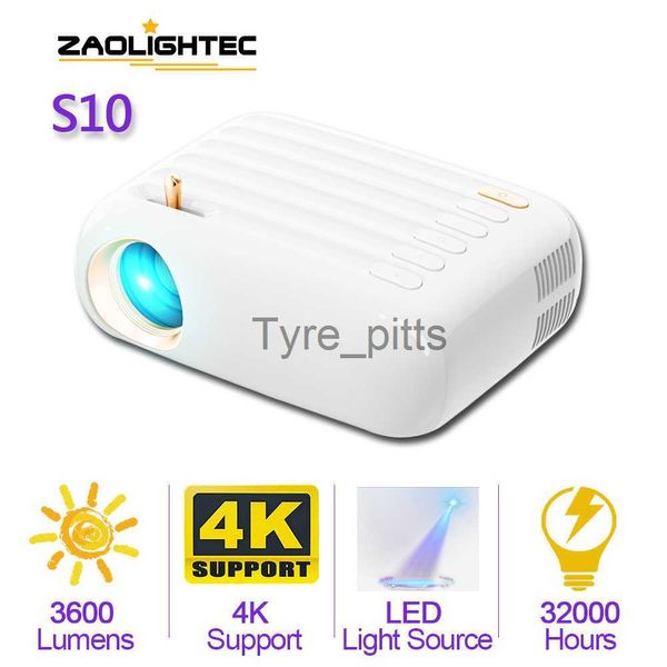 Проекторы Zaolightec S10 LED Projector поддерживает Full HD 4K 3600 Lumens USB HDMI, совместимый с портативным театральным проектором, с подарками x0811