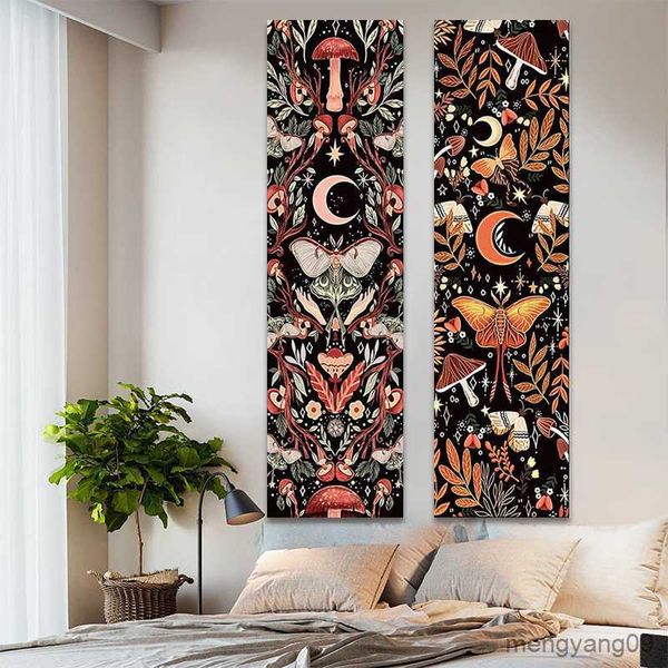 Wandteppiche Tapestry Wall Hanging Hippie Room Dekor vertikale Mondpflanze Wandteppiche Mystische Mottenwohnheit Wohnheimdekor R230812