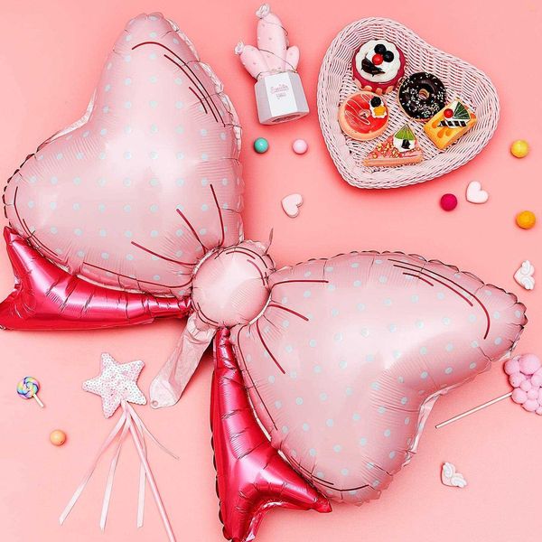 Украшение 2 шт., фольгированные шары с мышкой и розовым бантом, украшение на день рождения, надутая розетка, шарики для девочек, детский душ