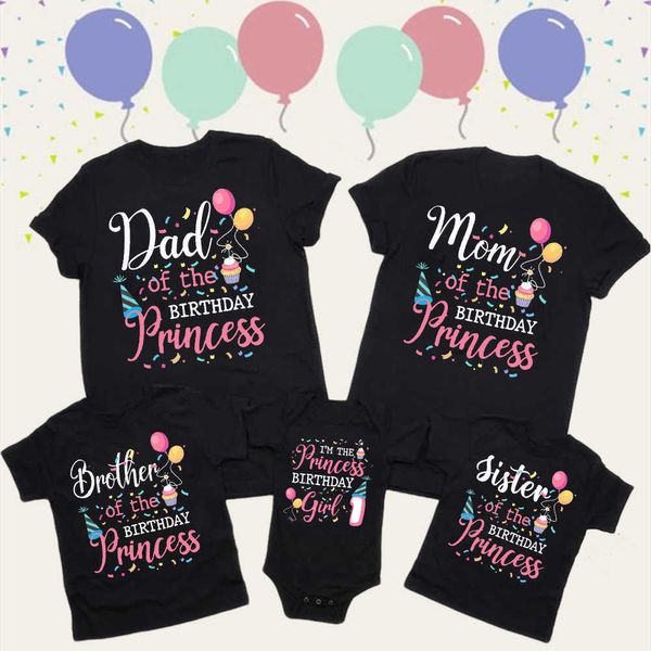 Passende Familien-Outfits, Geburtstag, Prinzessin, Familie, passende Kleidung, Mama, Papa, Bruder, Hemden, Tops, Baby-Body, Mädchen-Geburtstagsparty-Look, Outfits, T-Shirts