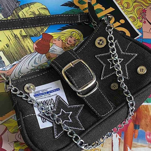 Umhängetaschen 2023 Neues Millennium Spice Girl Y2K Star Cowboy Unterarm Button American English Poster Kette Bagstylishdesignerbags