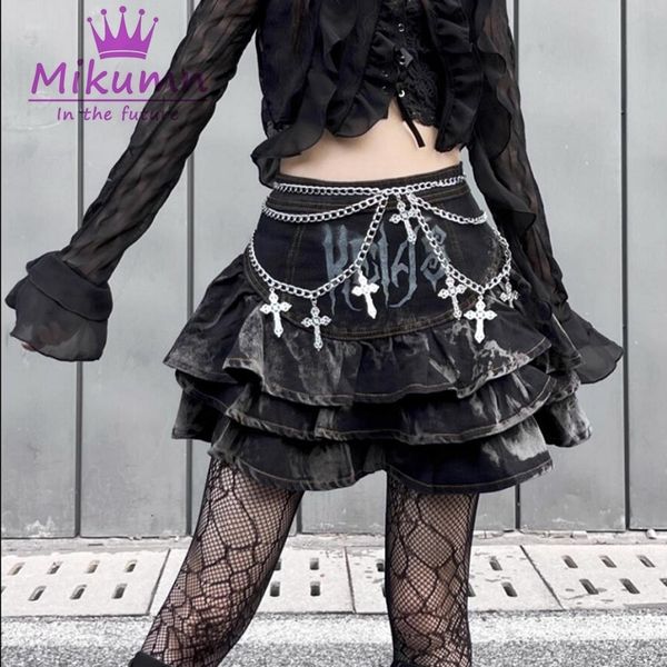 Saias Y2K Grunge Gothic Vintage Skirt Skirt Rock Punk High Ruffles Pleated Mini Skirts Summer Skirts Streetwear 230811