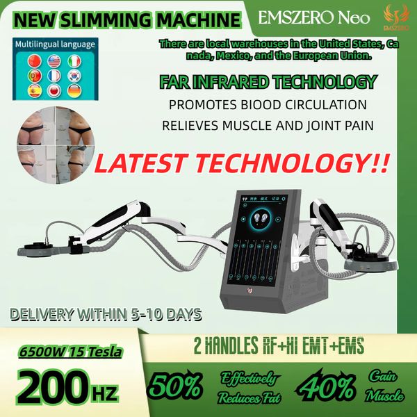 EMSLIM Black Slimming EMSZERO 15 TESLA 4800W 2 Griffe Infrarot elektromagnetische Stimulation Muskel Erhöhen Sie Fettverringerung Schönheitsinstrument