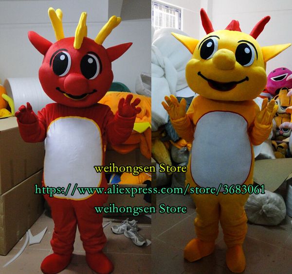 Eva Material Red und Yellow Dinosaurier Maskottchen Kostüm Cartoon Set Advertising Game Birthday Party Rollen Spiel Erwachsener Größe 205