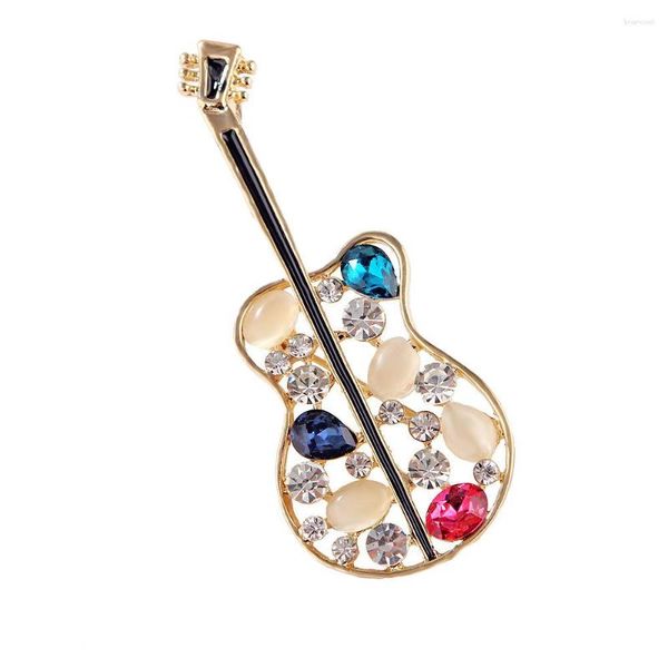 Broschen Pomlee Rockgitarre für Frauen Männer Kristall Emaille Instrument Party Freizeit Brosche Pin Pin Geschenke