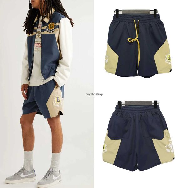 JXX6 Herren- und Frauen High Street Shorts Modemarke Rhude 2023 Micro-Label Color-Blocking Lanyard Casual Beach Sport Capris