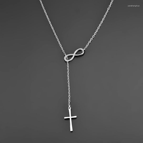 Collane a pendente Infinity Collana a croce per donne Ama gioielli religiosi in acciaio inossidabile con dropship a catena regolabile