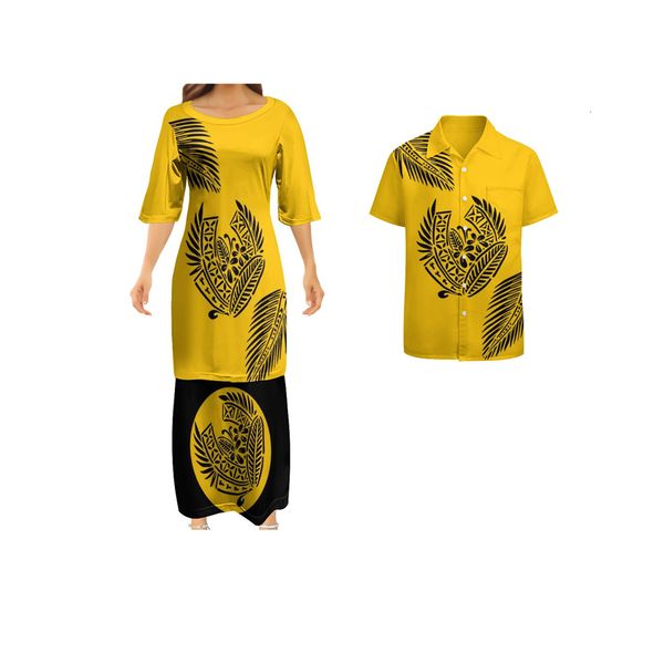 Abiti casual di base Abiti casual stampati polinesiani stile Hawaii Puletasi Set da 2 pezzi Top e gonne Abito estivo oversize a mezza manica da donna 230811