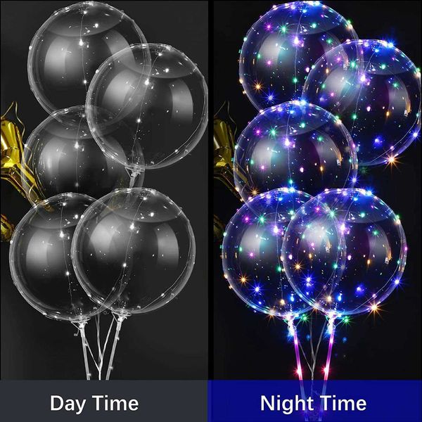 Dekoration 5/10 Stück leuchtender Ballon transparente LED-Leuchtballons blinkende Luftballons für Geburtstags- und Hochzeitsdekoration