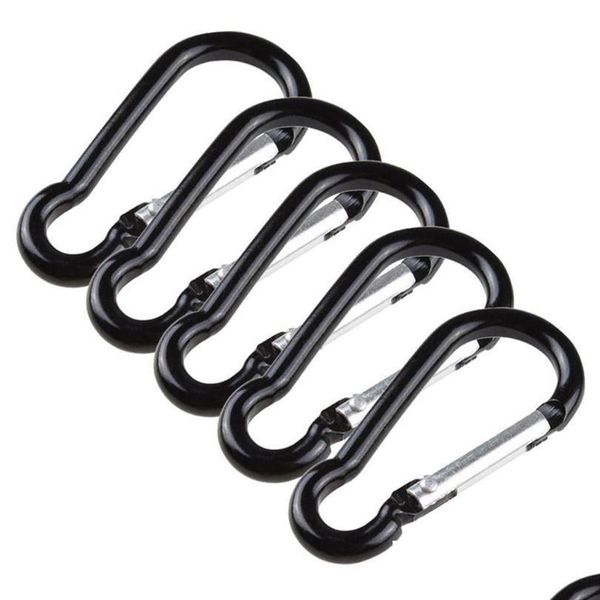 Qylijs Drop Dhdv6 Karabiner 5/10 Stück schwarzer Kürbiskarabiner aus Aluminiumlegierung, D-Ring, Schlüsselanhänger-Haken, Feder-Snap-Clip-Haken, Schlüsselanhänger, Klettern