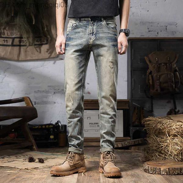 Herren Jeans 2023 Frühling/Sommer Neue Modetrends Vintage Tear Straight Bein Jeans Herren lässig Slim Fit komfortable hochwertige Hosen 28-36 Z230814