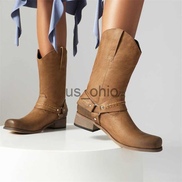 Botlar İngiliz Kısa Motosiklet Botları Ayakkabı Kadın 2023 Sonbahar Kış Vintage Midcalf Boot Unisex Moda Toka Kar Botları Marka J230811