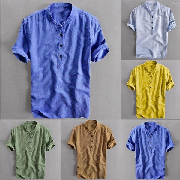 Erkekler Sıradan Gömlek Gömleği Serin Nefes Alabilir İnce Üstler Erkekler Düğmesi Kısa Kollu Tee 2023 İlkbahar Yaz İçin