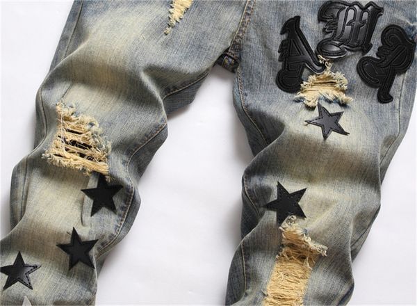Herren Womens Designer Jeans Distressed zerrissener Biker Slim gerade Denim für Männer Printarmee Modes Amris Skinny Hosen Star #04