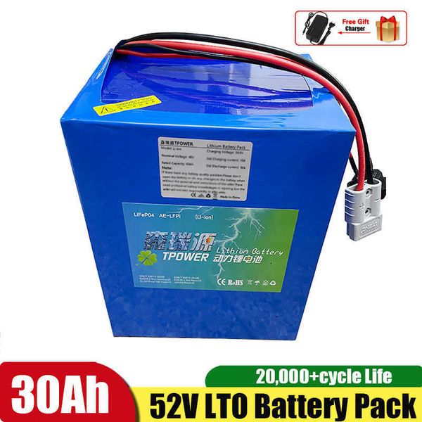 52 В 30AH Литий -титанатный аккумулятор BMS 22S 2,4V Battery для инверторной солнечной системы велосипедный велосипед Scooter E Cart +5A зарядное устройство