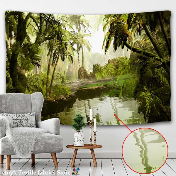 Wandteppiche Primitive Wald Tapisserie Wandbehang Naturlandschaft Druck Hintergrund Stoff Dekor