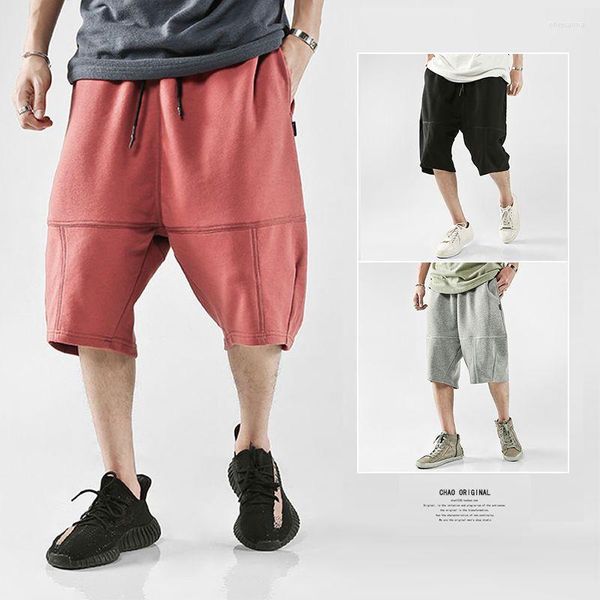 Erkek Şort Spor Giyim Yaz Pamuk Gevşek Büyük Boy Boyut Moda Tüm Maç Harem Sıradan Kıyafet Erkekler Diz Uzunluk