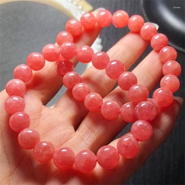 Strand natürlicher rotes Spitzen -Achat -Armband runde Perlenkristall Reiki Heilungsstein Mode weiblicher Schmuck für Frauen Geschenk 1PCS