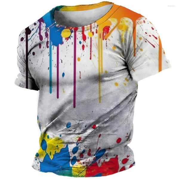 Erkek Tişörtleri Hip Hop Erkekler T-Shirt 3D Graffiti Baskı O yakalı Kısa Kollu Sokak Giyim Modeli Büyük Boyutlu Harajuku Yaz Moda