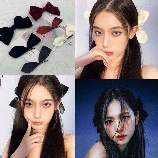 Saç klipsleri 2pcs kırmızı kurdele yayları sevimli bowknot yan saç tokası kızlar barrettes kadınlar için headdress aksesuarları Noel hediyeleri