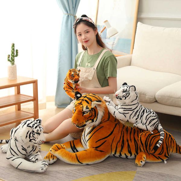 Gefüllte Plüschtiere, 50–160 cm, lebensechte Tiger-Plüschtiere, wilde Wildtiere, Simulation, weiß, braun, Waldpuppe, Kinder, Kinder, Geburtstagsgeschenke