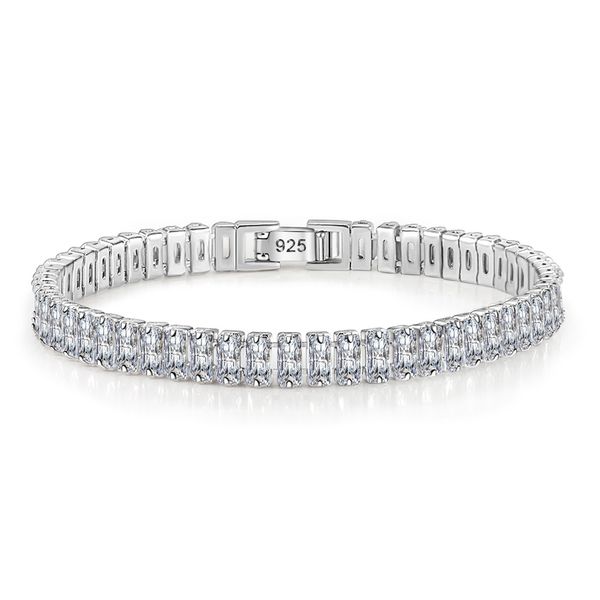 Mulheres simples moda elegante charme pulseiras brilhando cristal cz zircon bling diamante geometria s925 prata ol designer pulseira jóias