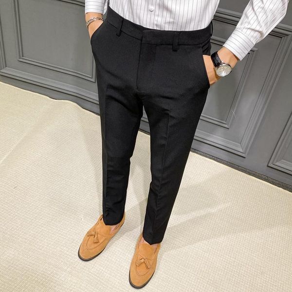Erkekler 2023 İlkbahar ve Sonbahar Kore tarzı Slim-Fit Pantolon Genç Erkekler İçin Düz Renk Sıradan Uzun Pantolon Öğrenci Moda