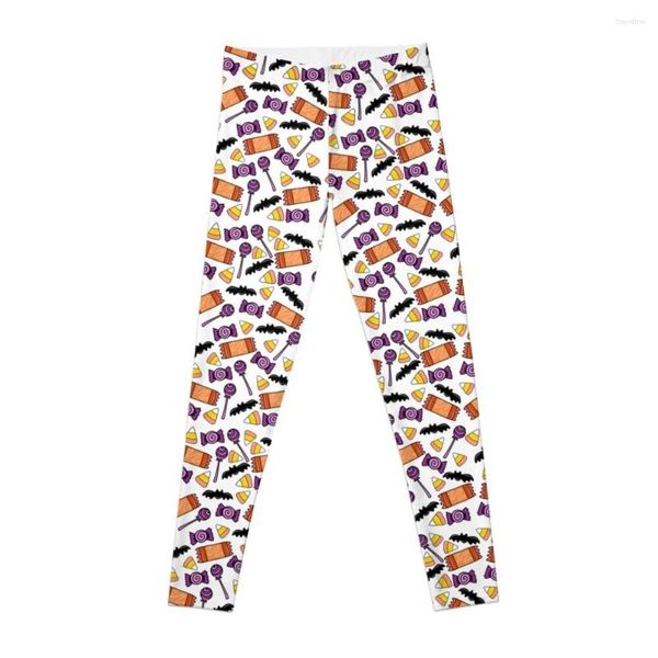 Calças ativas Orange e roxo Halloween Candy Padrão feito por SpookyShoppe Leggings Legging Push Up Women Women's Sports