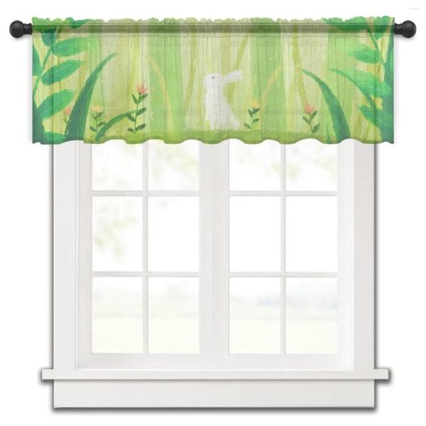 Perde Yeşil Yapraklar Ormanda Mutfak Küçük Pencere Tül Saf Kısa Yatak Odası Oturma Odası Ev Dekoru Voil Drapes