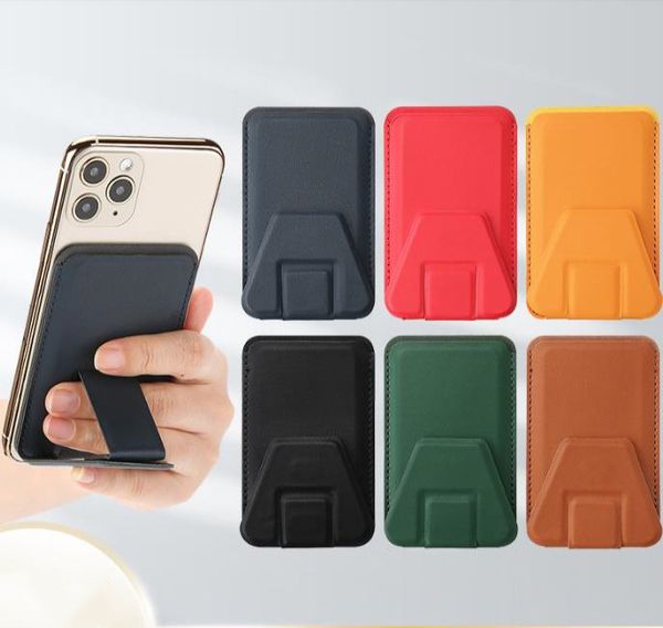 Magsafe Leather Phone Phone Case Magnetic Wallet Id Card de cartão de crédito Bolsa Bolsa adequada para iPhone 15 14 Plus 13 12 11 Mini Pro Max com Kickstand dobrável