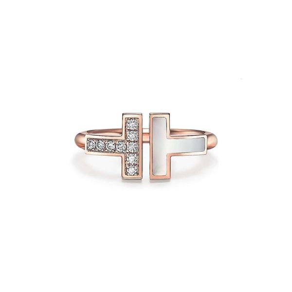 T Open Gold Ring Crystal Diamonds Мать жемчужного мужского женского унисекс обручальные кольца для пар подарки в день святого Валентина