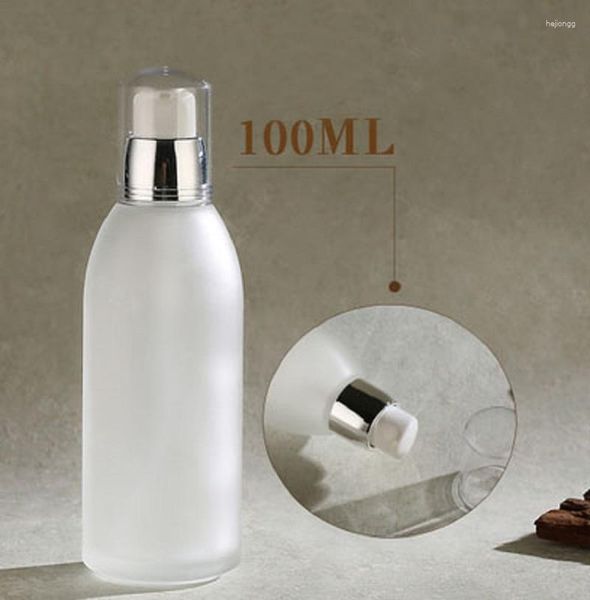 Depolama Şişeleri 100ml Yeşil/Buzlu Cam Şişe Serum/Emülsiyon/Losyon için Altın/Gümüş Pompa/Vakıf Beyazlatıcı Kozmetik Ambalaj