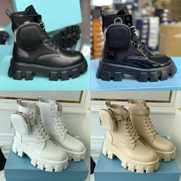 Homens Mulheres Designers Rois Botas Tornozelo Martin Botas e Bota de Nylon Militar Inspirado Botas de Combate Nylon Bouch Anexado ao Tornozelo 35-45 com Sacos NO43