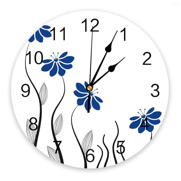 Настенные часы темно -синий цветочная линия завода спальня часы Большая современная кухонная столовая гостиная.