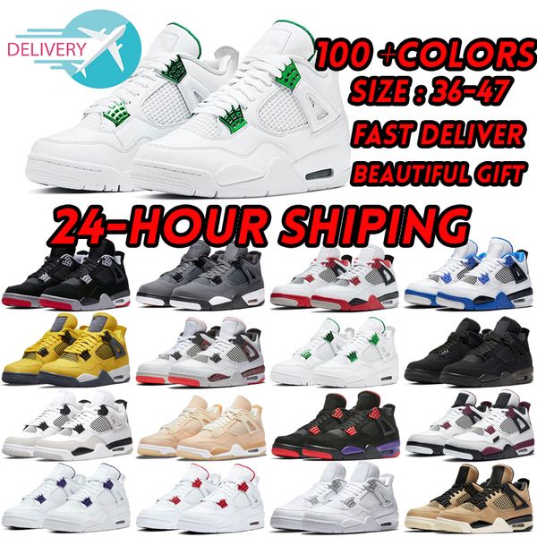 2024 4 Basketballschuhe Männer Frauen 4S Pine Green Seafoam Military Black Cat Midnight Navy Red Cement Oreo Red Thunder Bred Herren Trainer Blank Canvas Sneakers