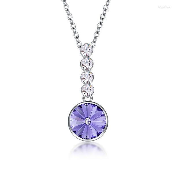 Подвесные ожерелья NL-00476 Пурпурное австрийское хрустальное ожерелье для женщин серебряные ювелирные аксессуары