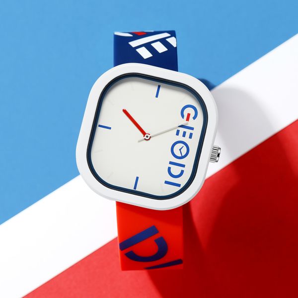 Женский мужской спортивный дизайн нерегулярный квадратный циферблат модный кварц водонепроницаемый 40 -мм часы