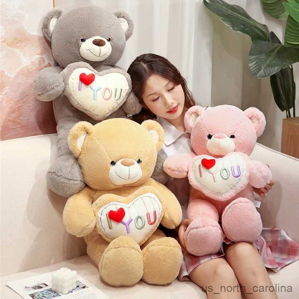 Animali di peluche imbottiti 60-95 cm Nuovo orso giocattoli per peluche Bear Holding Heart I Love You Boll Girls Lovers Girls's San Valentino Regalo R230811