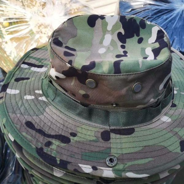 Beralar Sunhat Yaz Erkekler Açık Mekan Bisiklet Yuvarlak Şapka Fishing Benny Cap Carabiner Kamuflaj Güneş Koruma Rulo Edge