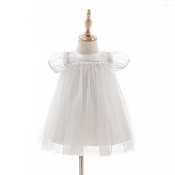 Kız Elbise Peri Prenses Vaftiz Giysileri Puflu Sleve Toddler Dantel Bebek Doğum Günü Bir Parçası 0 ila 12 24 Ay