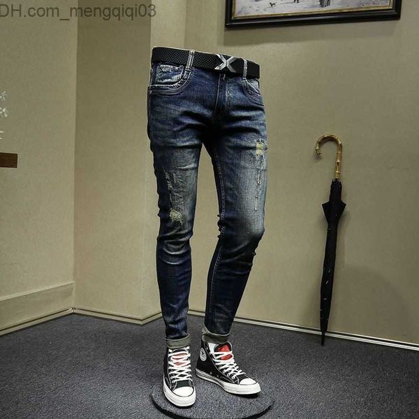 Jeans maschile 2023 primavera/estate Nuovo classico jeans elastici abbinati full matching per i leggings di alta qualità e di alta qualità maschile Z230814
