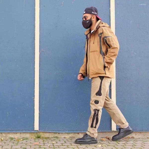 Erkekler Pantolon 2023 Nakış Kemik Logosu Kapital Kargo Erkek Kadınlar 1: 1 Kalite Joggers High Street Turnu Pantolon