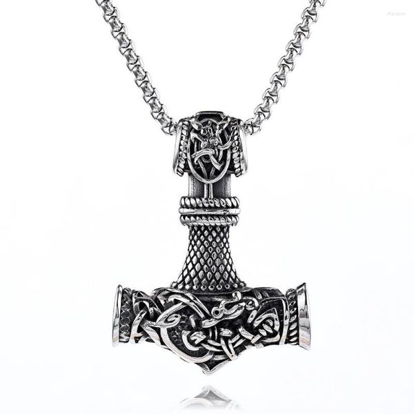 Подвесные ожерелья винтажные колье викинга Dragon Hammer для мужского хип -хопа тренд вечеринка высококлассная модная ювелирные аксессуары подарок