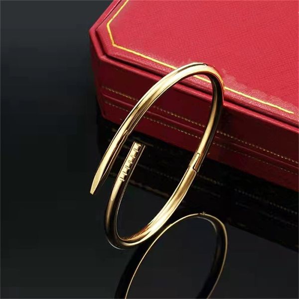 Klassische Armreifen Designer Armbänder Damen Gold Silber Nagel Armband Titanstahl Manschette Mode Armreif Diamant Männer lieben Schmuck Geschenk mit Red Box Samt Bag L5