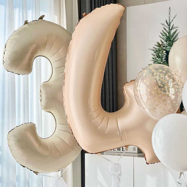 Decorazione 32/40 pollici Caramello Crema Digitale Foglio di Alluminio Palloncino Numero Palloncino Compleanno Decorazione Baby Shower Ball