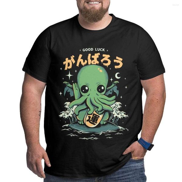 Erkek Polos İyi Şanslar Cthulhu T-Shirt Büyük Uzun Tees artı boyut 4xl 5xl 6xl Üstler Özel Tişörtler Erkek Grafik